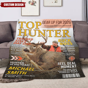 Custom “Top Hunter” Magazine Cover Blanket – Personalized Hunting Gift