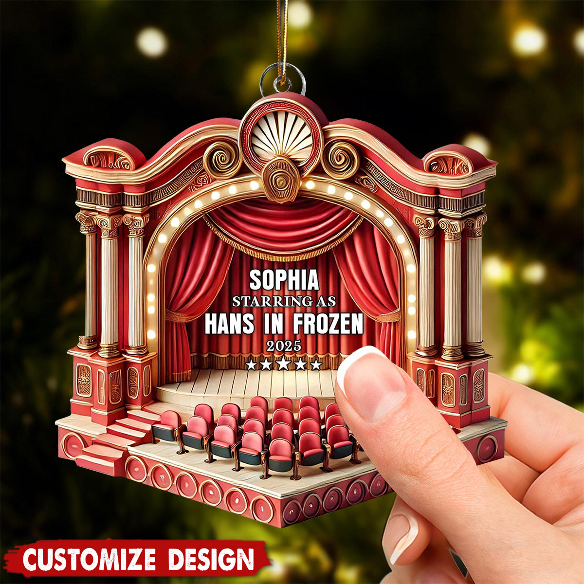 Personalized Theater Performance Ornament – Custom Name, Role & Year