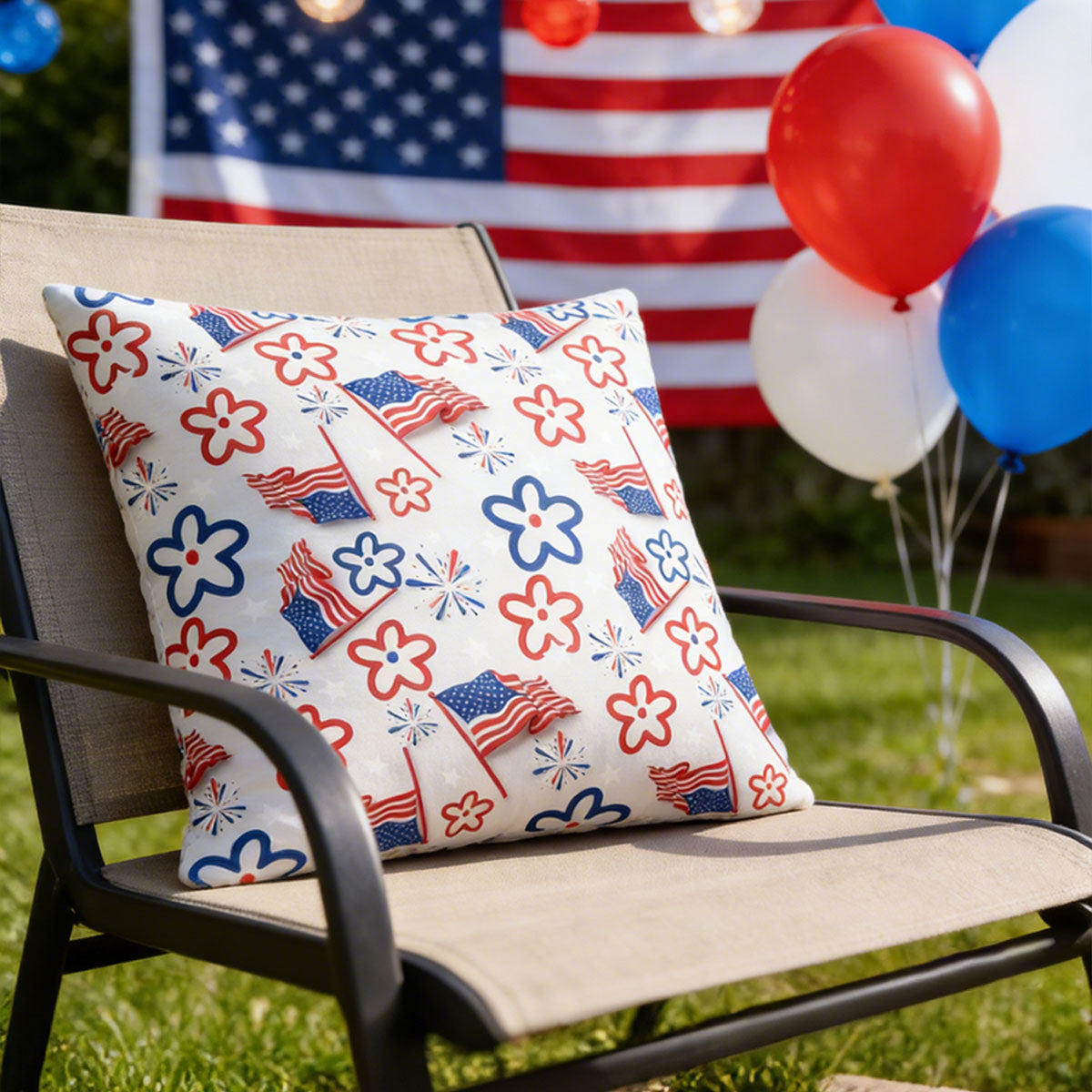 USA 250th Anniversary Floral American Flag Pillow - Perfect for Patriots
