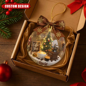 Personalized Coffee Shop Christmas Ornament – Custom Name Barista Gift