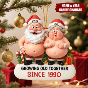 Personalized Santa & Mrs. Claus Couple Ornament – Custom Names & Year