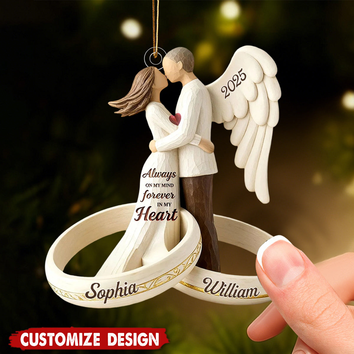 Personalized Angel Couple Ornament – Forever in My Heart Keepsake