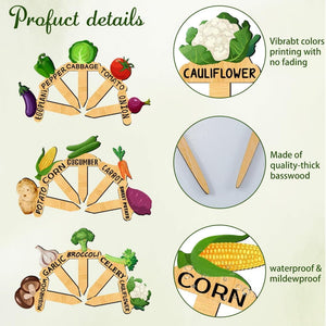 Personalized Vegetable Garden Markers - Wooden Plant Labels for Gardeners
