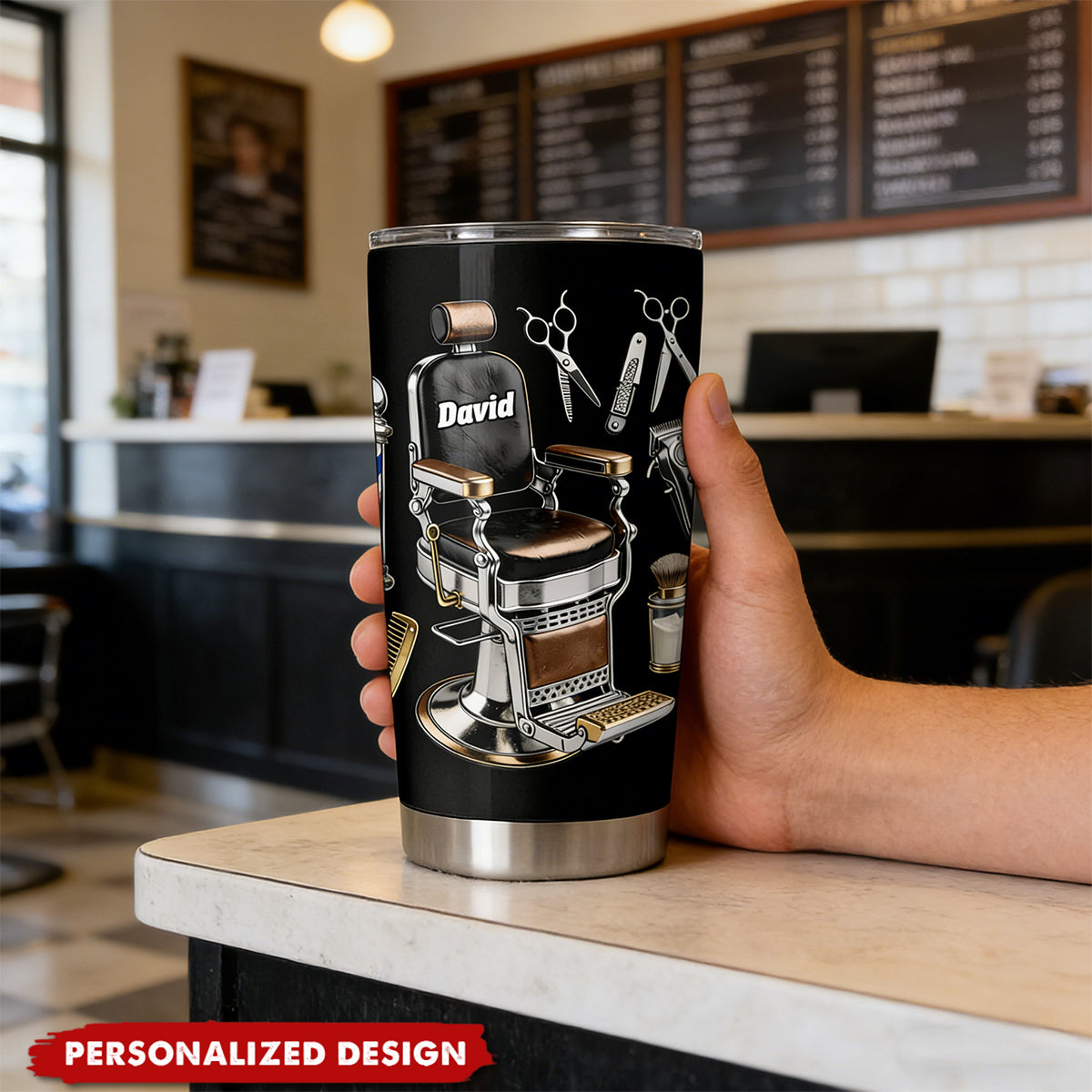 Personalized Barber Shop Tools Tumbler – Gift for Barber, Hair Stylist