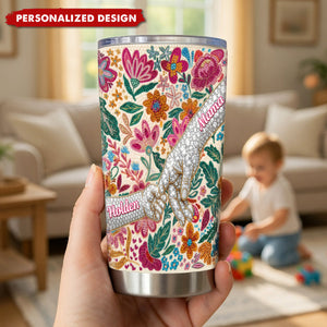 Personalized Floral Fist Bump Mom Tumbler - Custom Name Mother's Day Gift