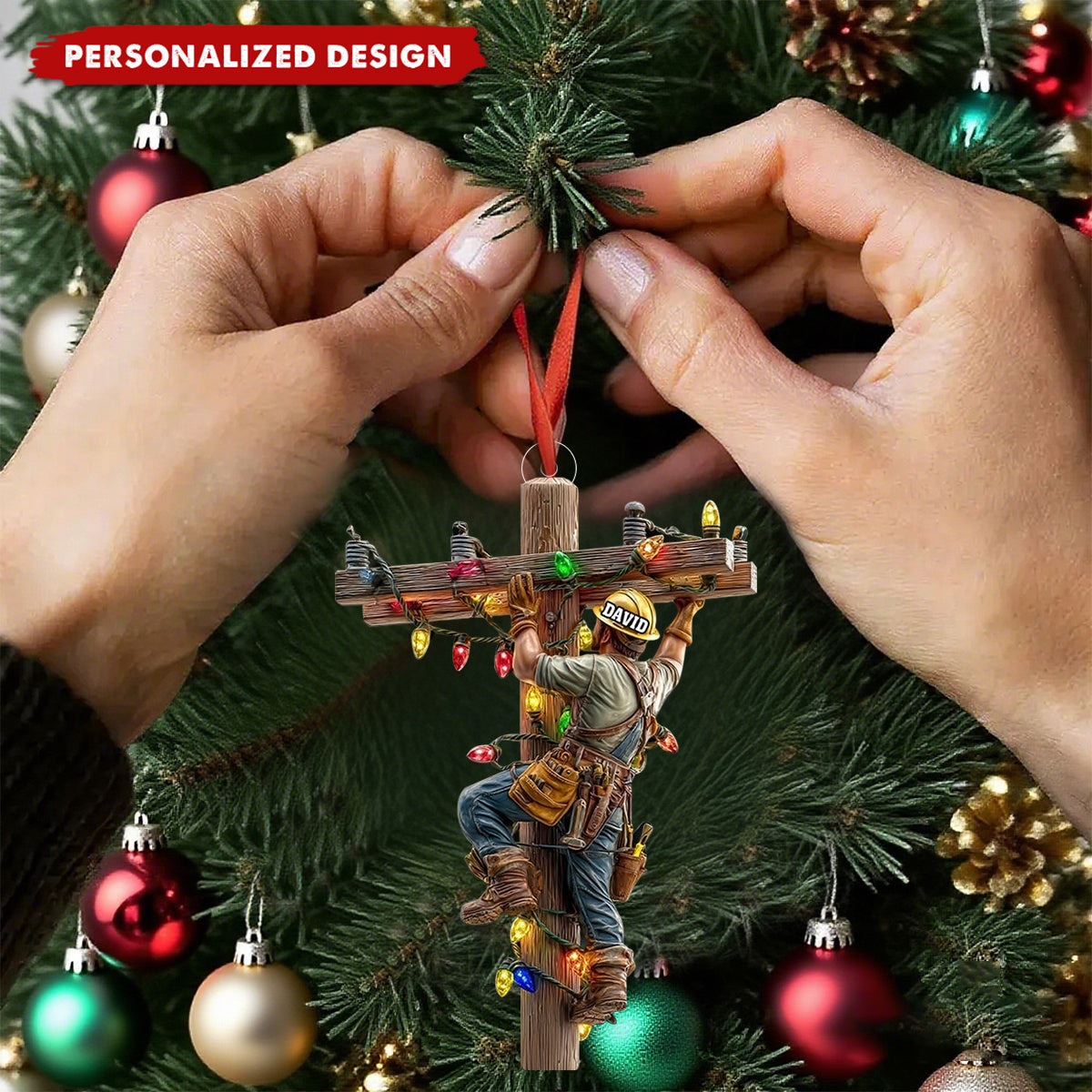 Personalized Lineman Christmas Ornament – Utility Worker Gift