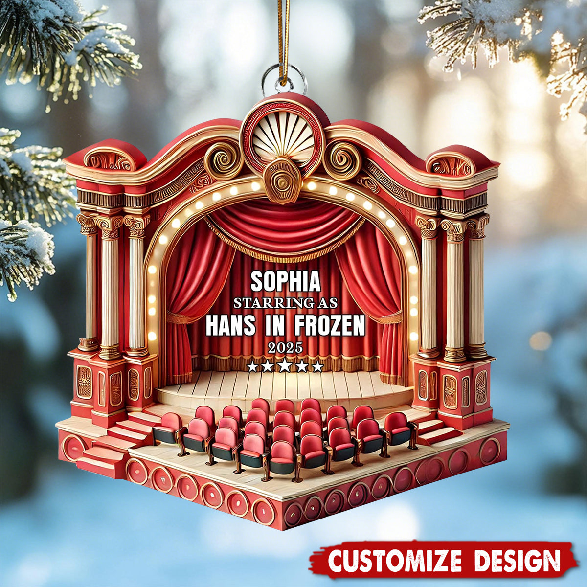 Personalized Theater Performance Ornament – Custom Name, Role & Year