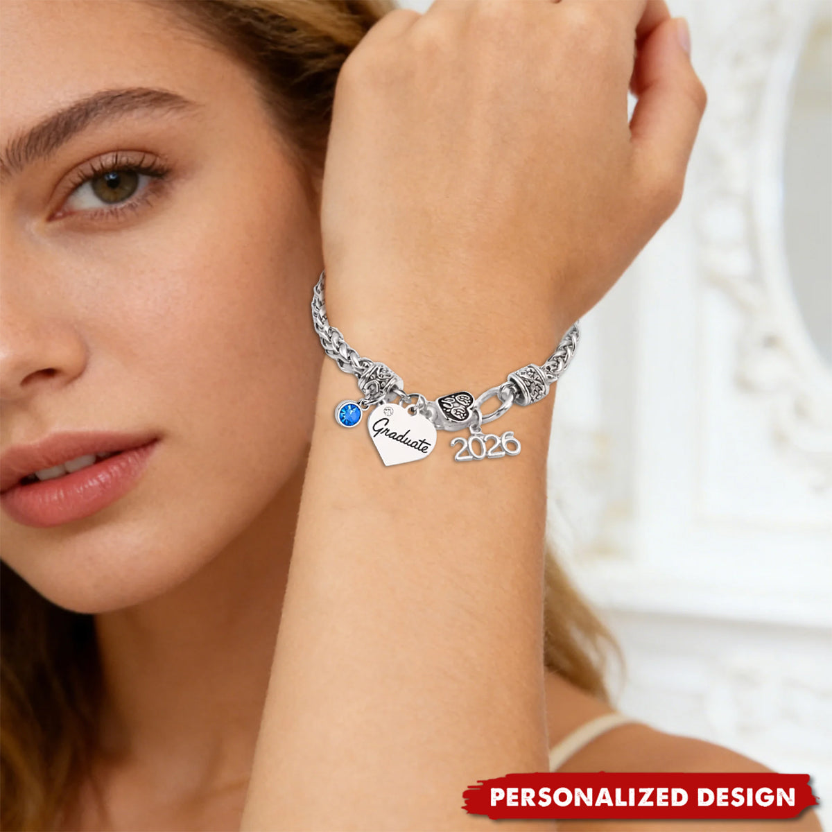 Personalized 2026 Graduation Bracelet -  Custom Name & Birthstone Grad Gift