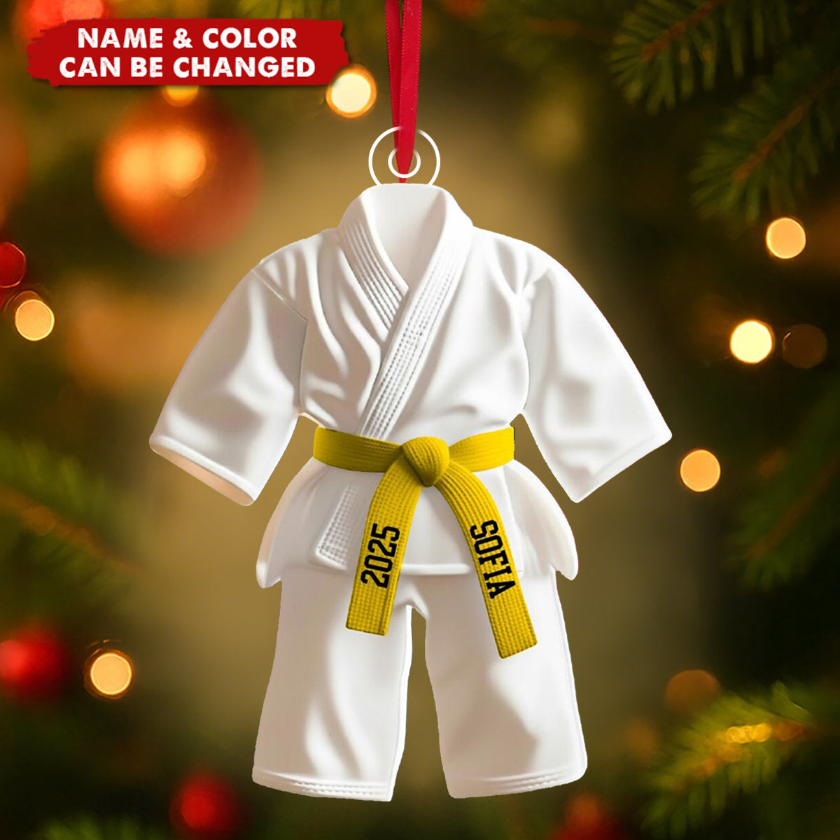 Custom Karate,Taekwondo Uniform Ornament – Personalized Belt Color & Name Keepsake