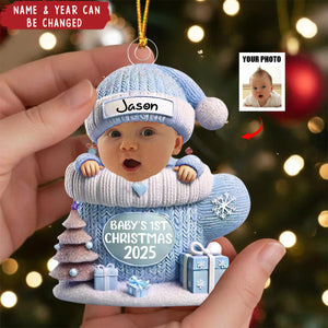Personalized Baby’s 1st Christmas Ornament – Custom Photo & Name Gift