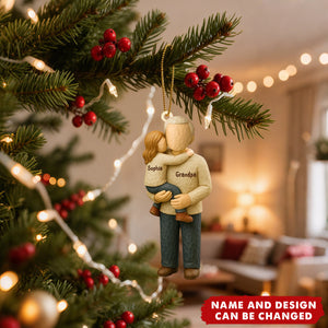Personalized Grandpa & Child Hug Ornament – Custom Names & Figure Styles