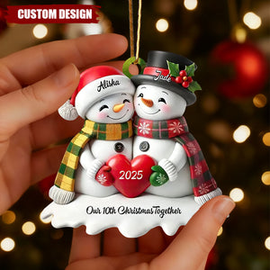 Personalized Couple Snowman Christmas Ornament- Anniversary & Christmas Gift