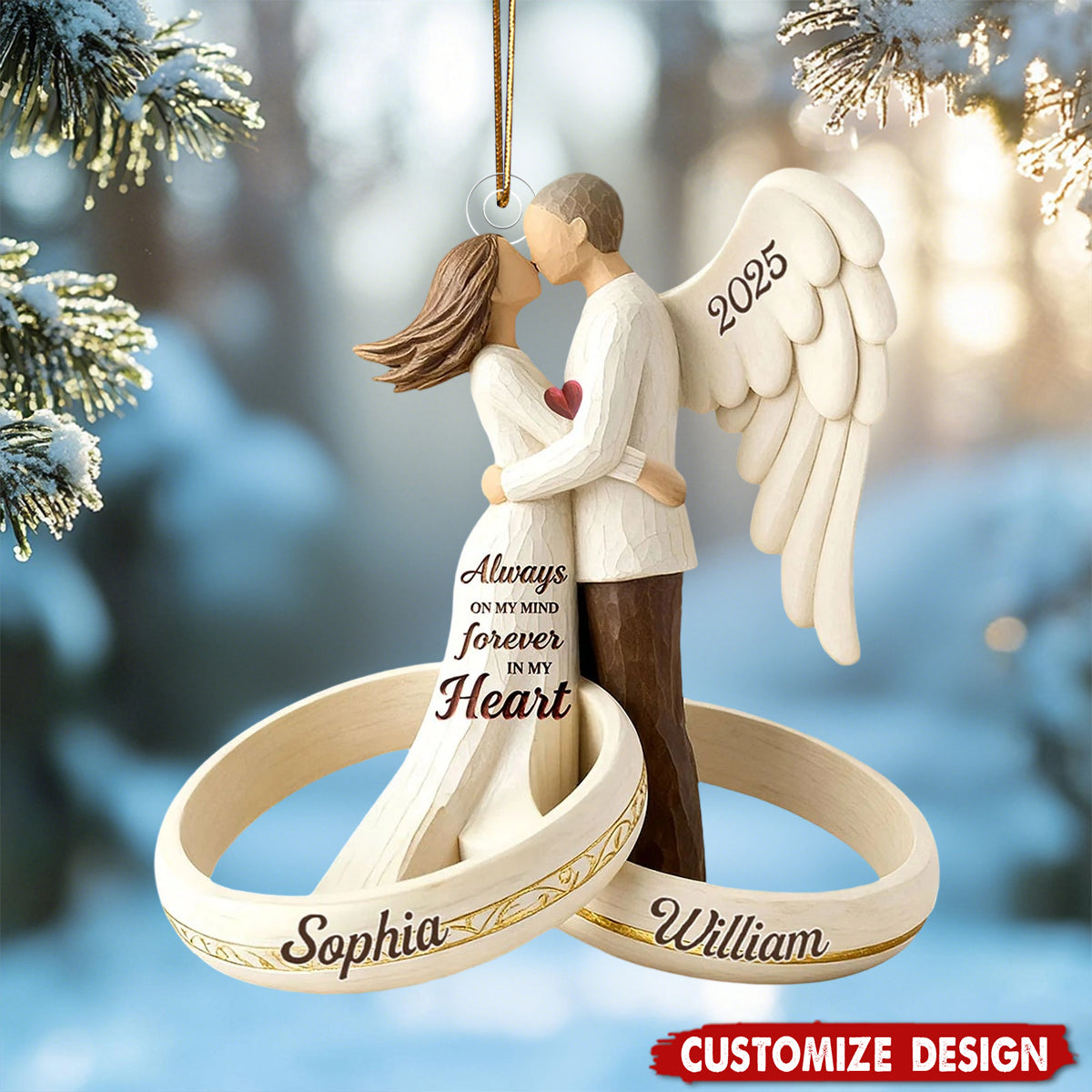 Personalized Angel Couple Ornament – Forever in My Heart Keepsake