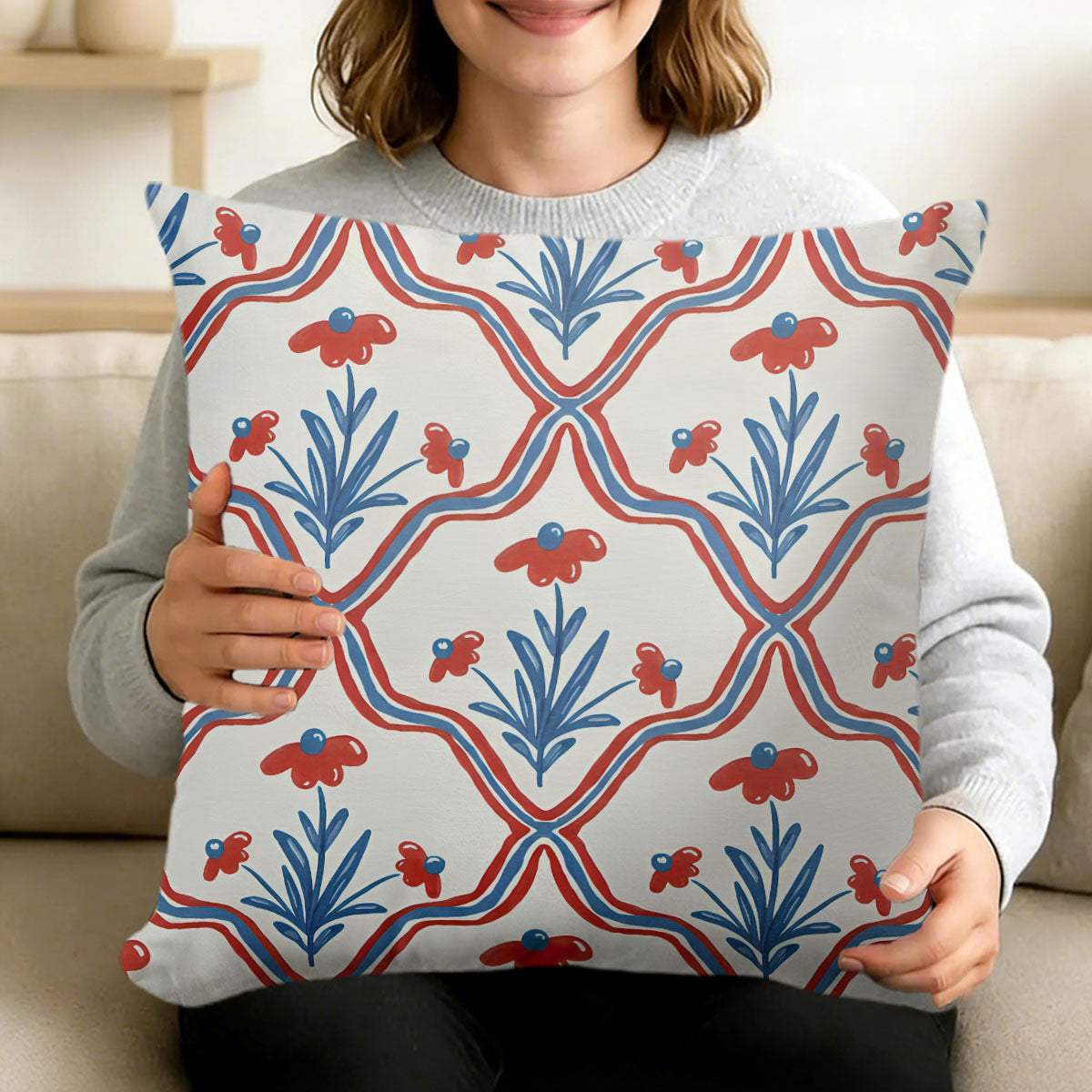 USA 250th Anniversary Floral American Flag Pillow - Perfect for Patriots