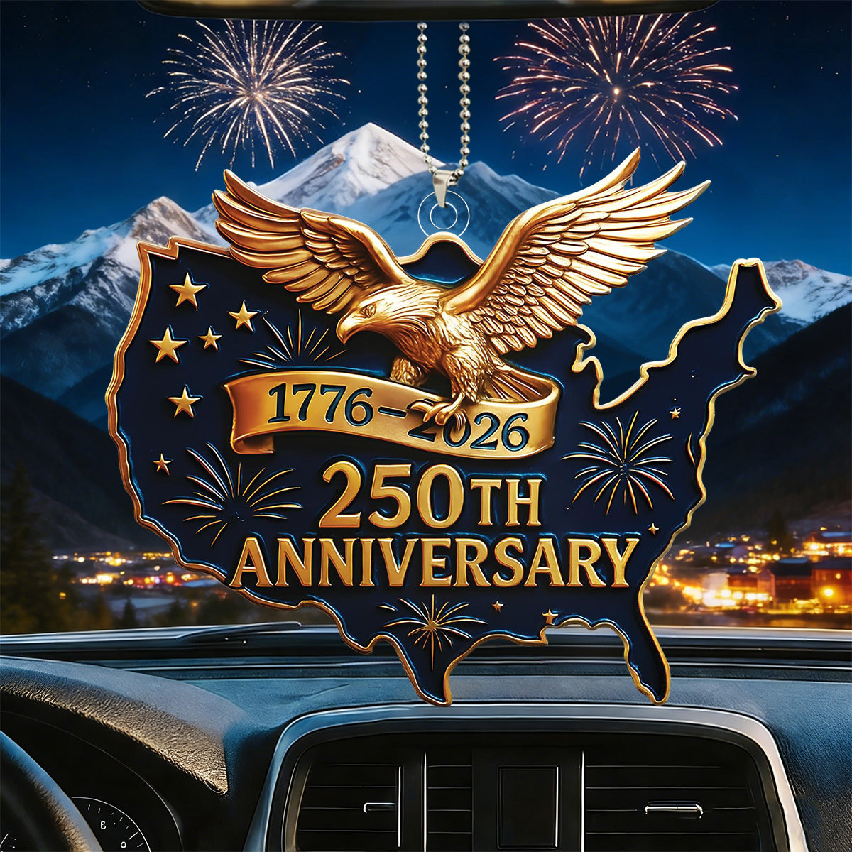 250th U.S Anniversary Eagle Car Ornament — Unique Patriotic Gift
