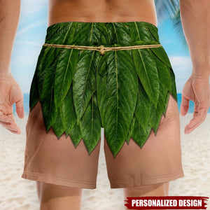 Funny Optical Illusion Tropical Grass Skirt Swim Shorts Novelty Beach Shorts