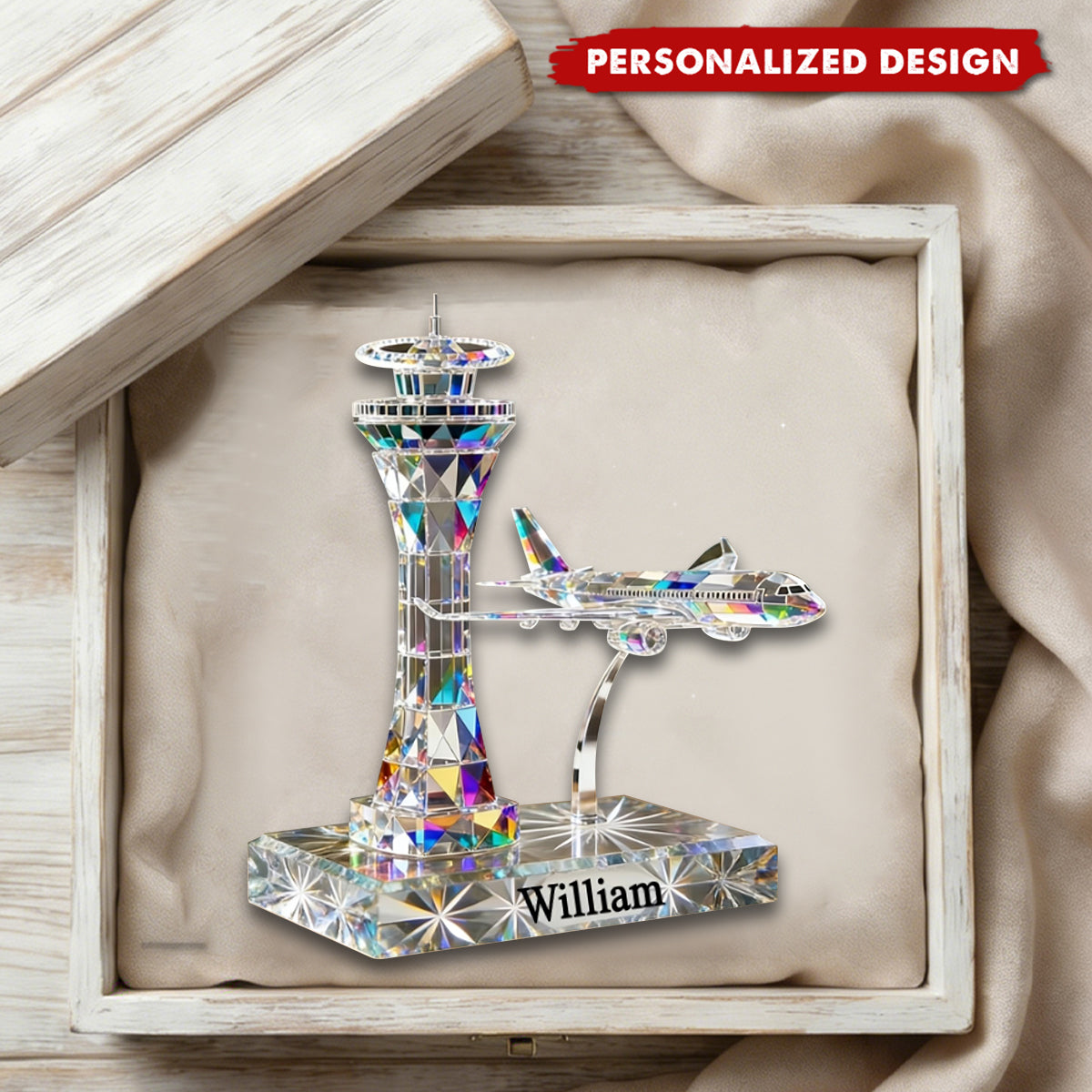 Personalized Acrylic Airplane & Control Tower Keepsake for Aviation Lovers