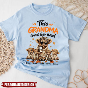 Personalized This Grandma Loves Her Herd - Highland Cow T-Shirt