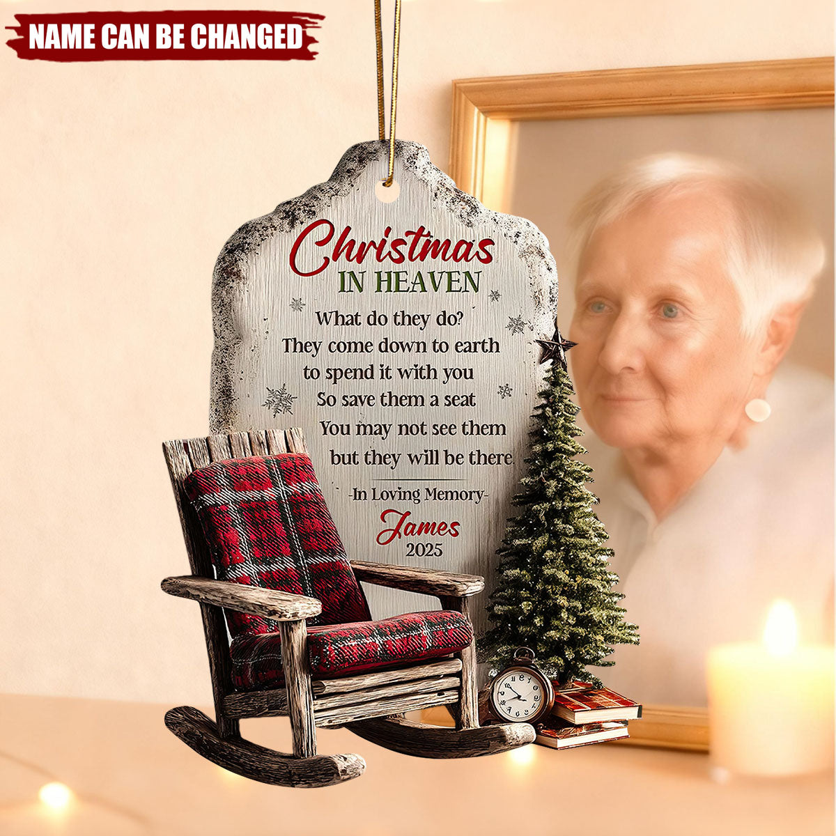 Christmas in Heaven Personalized Memorial Ornament – Custom Name & Year