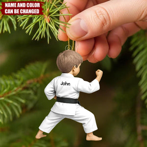 Personalized Taekwondo Christmas Ornament– Custom Name & Uniform Color