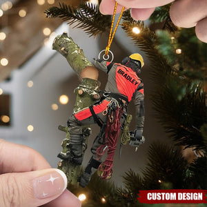 Custom Tree Climber Christmas Ornament – Personalized Arborist Gift for Him