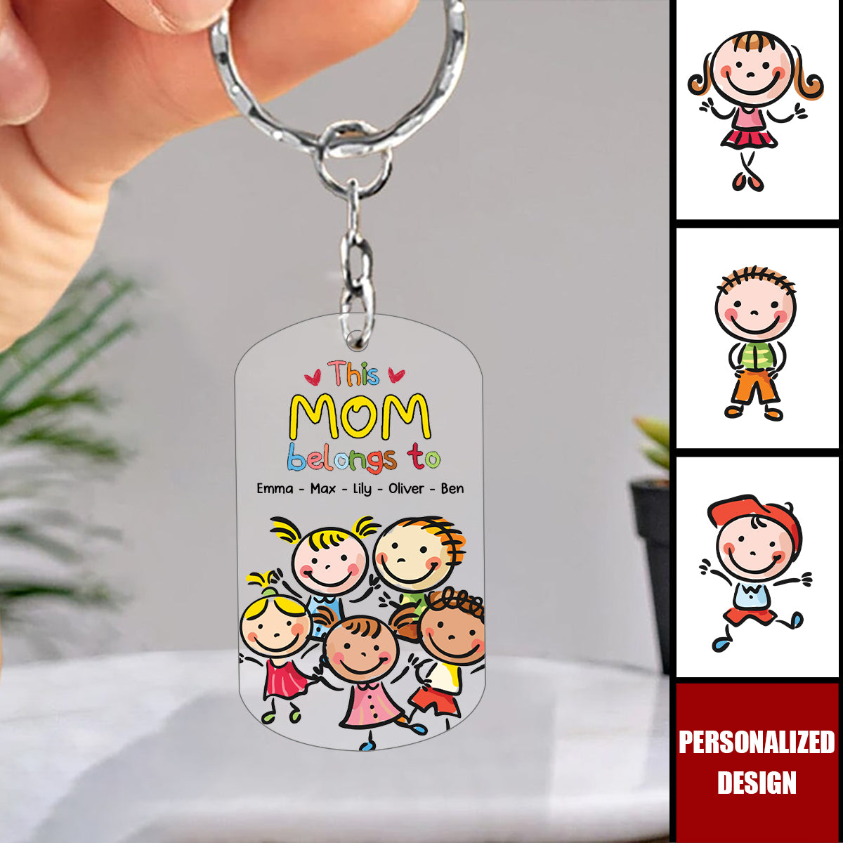 Personalized "This Mom Belongs To" Keychain - Gift for Family