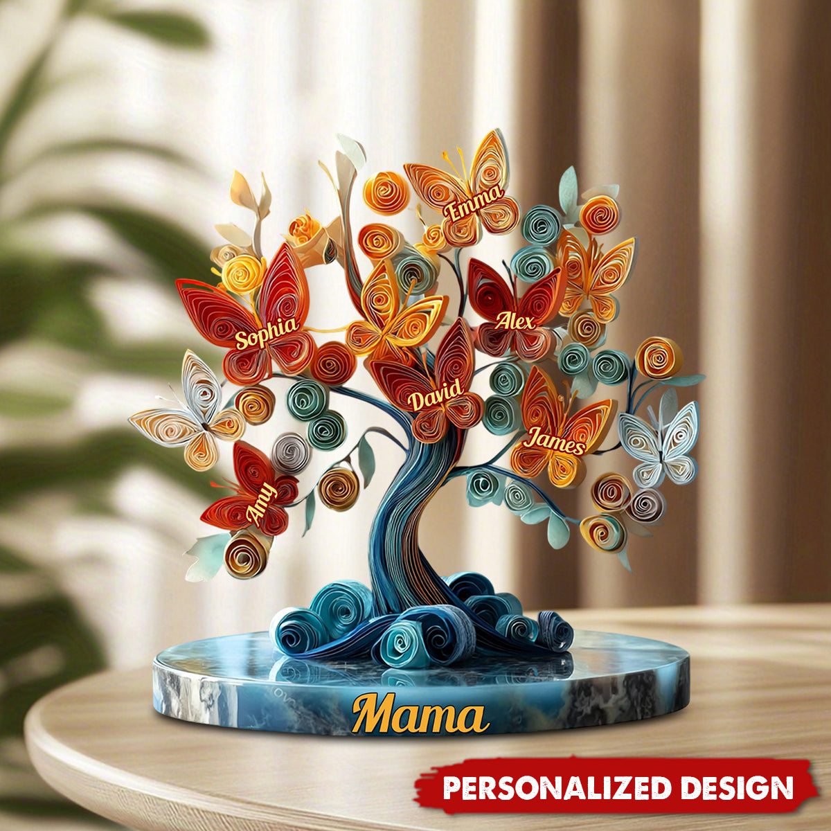 Personalized Butterfly Family Tree Plaque – Personalized Gift for Mom, Grandma & Family