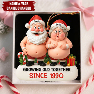 Personalized Santa & Mrs. Claus Couple Ornament – Custom Names & Year