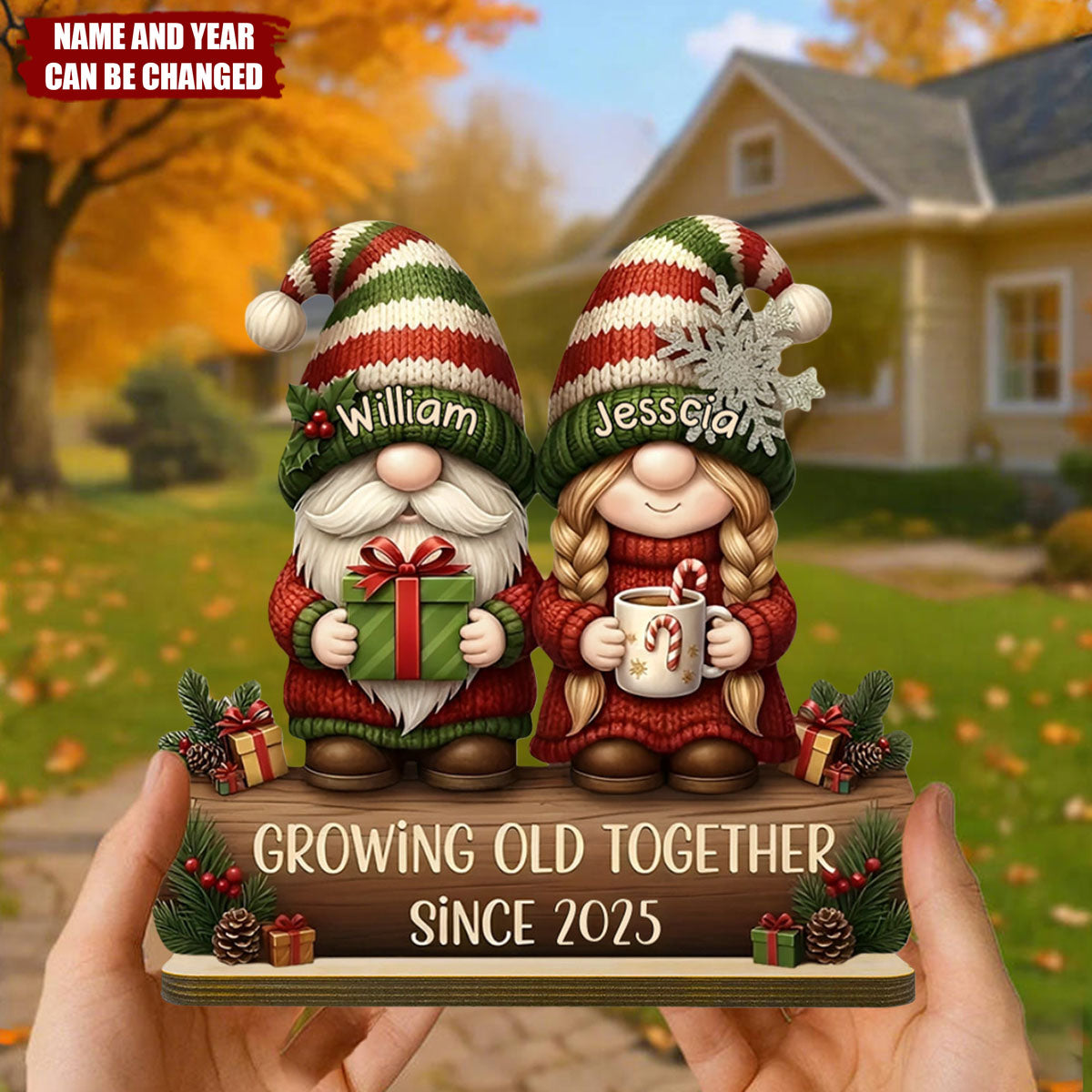 Custom Couple Growing Old Together Plaque - Custom Names & Anniversary Year