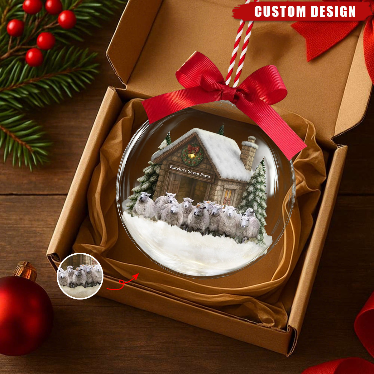 Personalized Farm Animal Christmas Ornament – Add Your Animal & Farm Title