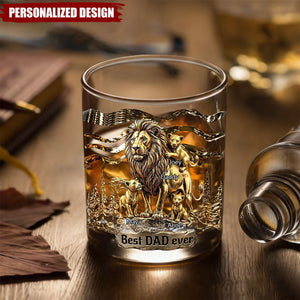 Personalized Lion Dad Whiskey Glass -Best Father‘s Day Gift