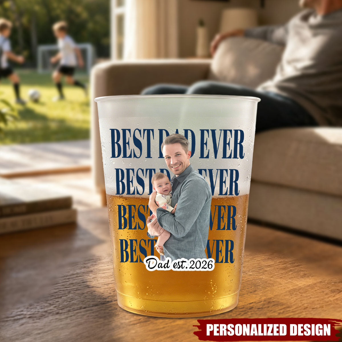 Personalized Father’s Day Party Cups, Custom Family Photo Reusable Drinking Cups for Dad