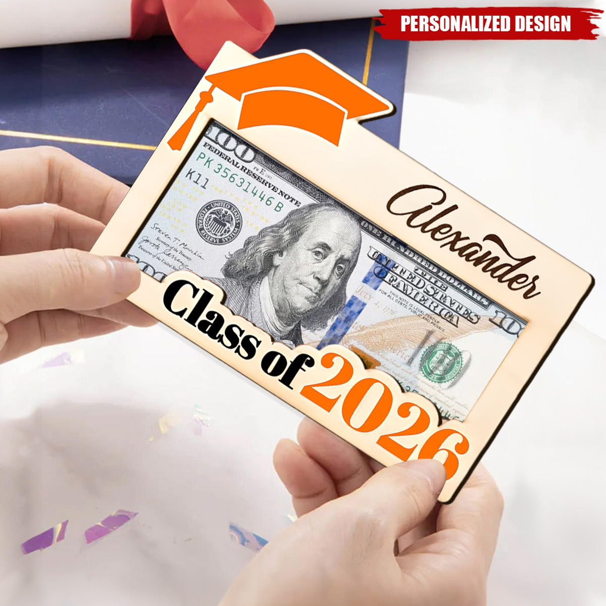 Personalized Graduation Money Holder -Custom Name Class of 2026 Grad Gift