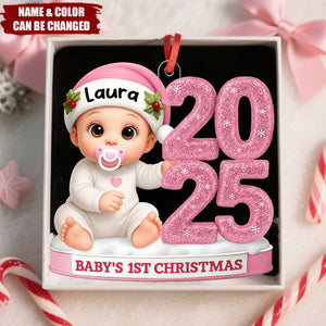 Baby’s First Christmas Ornament 2025 – Customizable Name & Color Design
