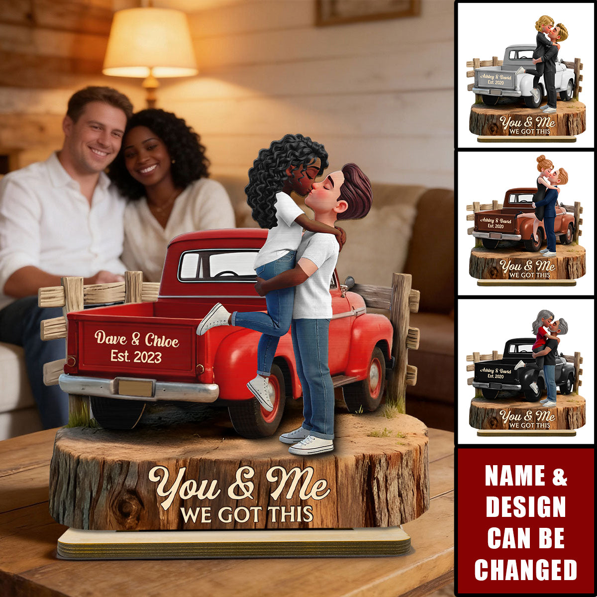 Custom Couple Plaque with Vintage Truck Design – Romantic Anniversary & Valentine’s Gift