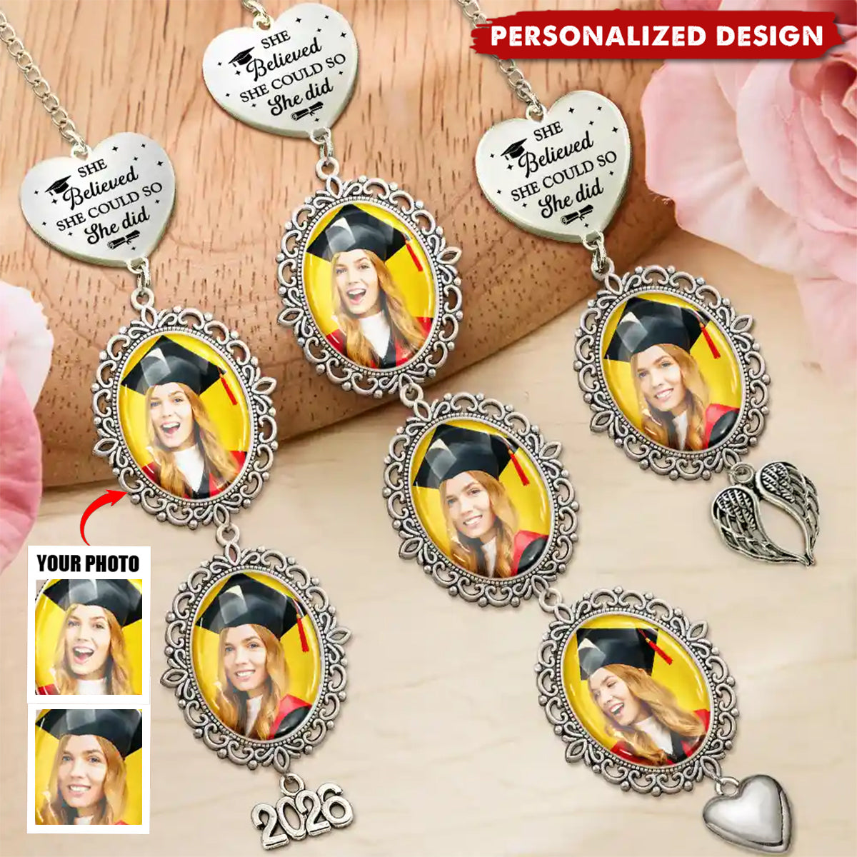 Personalized Photo Graduation Cap Tassel Charm - 2026 Graduation Gift for Her