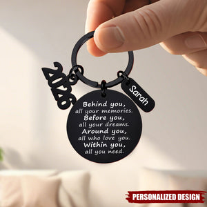 Personalized 2026 Graduation Keychain - Custom Name Inspirational Gift