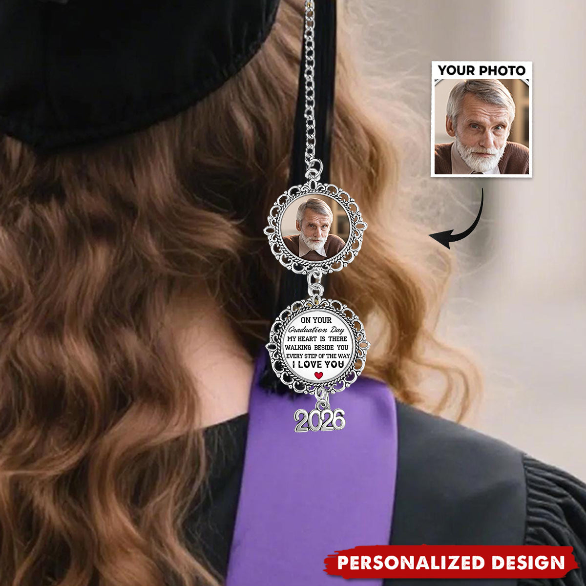 Personalized 2026 Graduation Tassel with Photo Charm - Custom Memory Cap Pendant