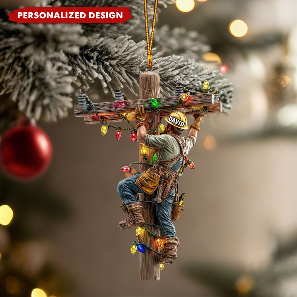 Personalized Lineman Christmas Ornament – Utility Worker Gift