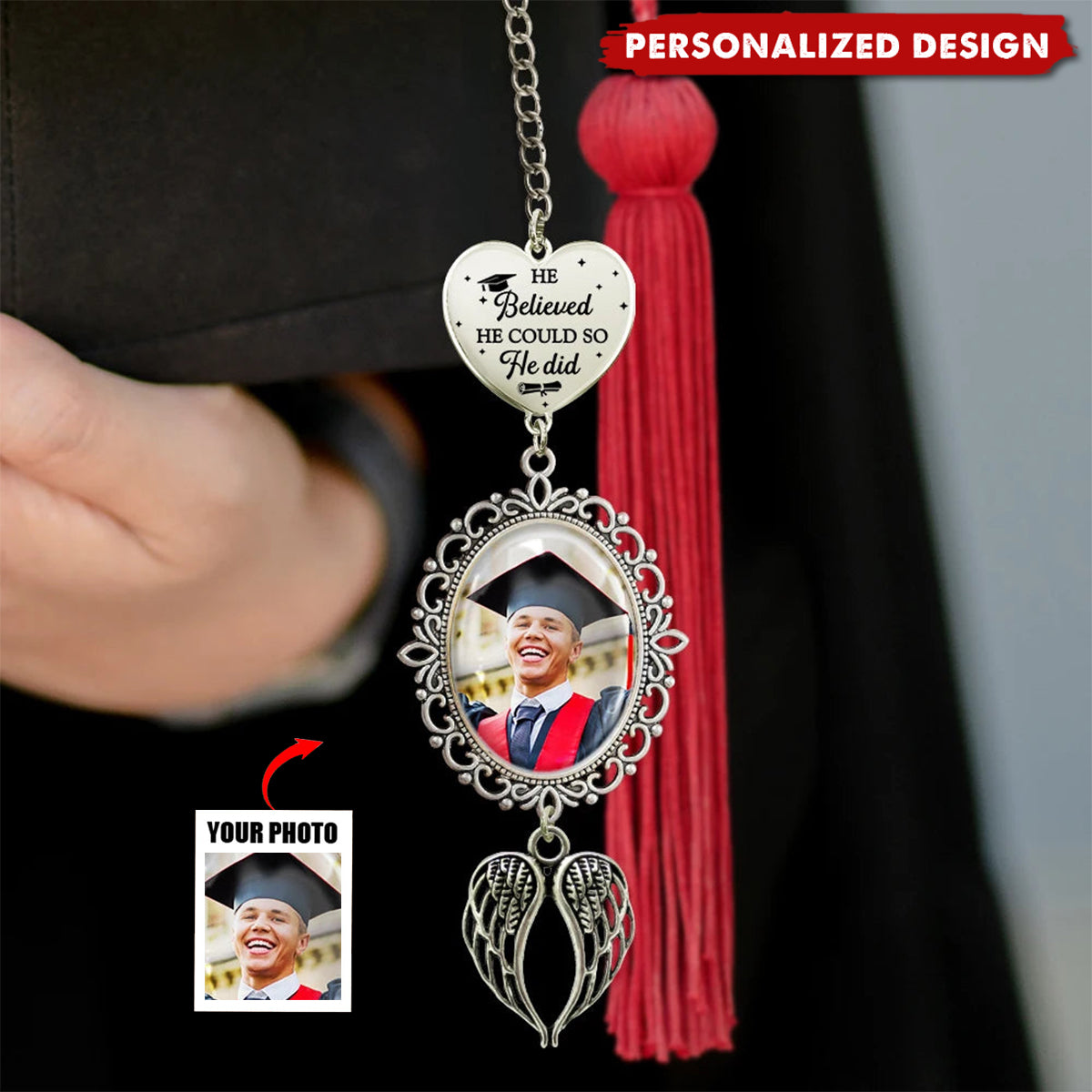 Personalized Photo Graduation Cap Tassel Charm - 2026 Graduation Gift for Her