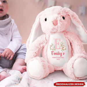 Personalized Baby Bunny Plush Doll– Custom Name & Initial Soft Easter Bunny Gift for Baby