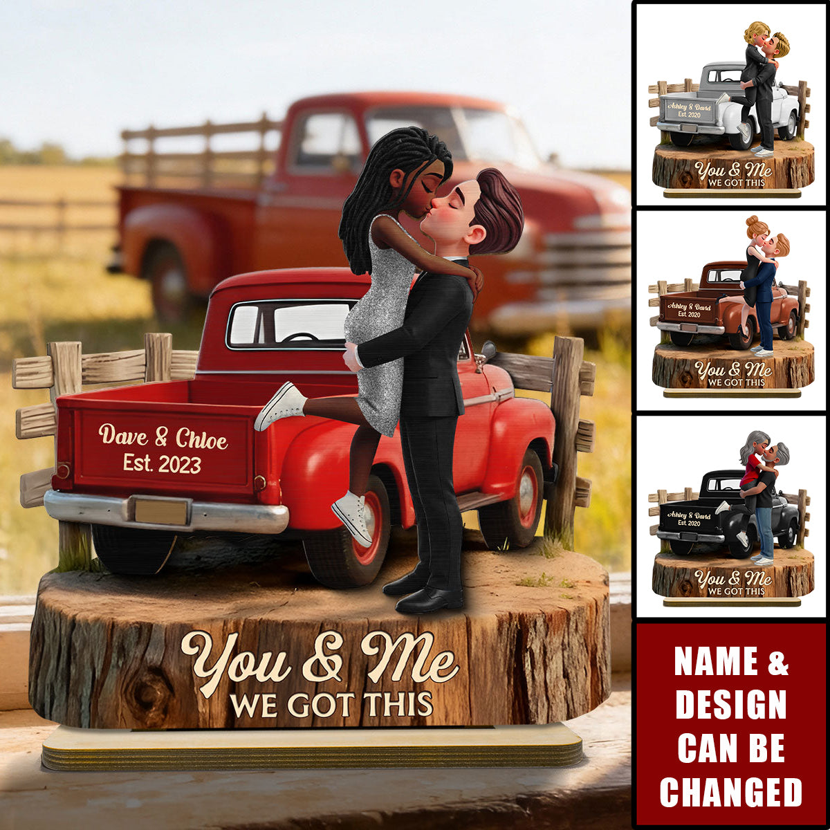 Custom Couple Plaque with Vintage Truck Design – Romantic Anniversary & Valentine’s Gift