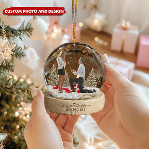 Personalized Engagement Proposal Ornament – Custom Photo, Names & Date Keepsake