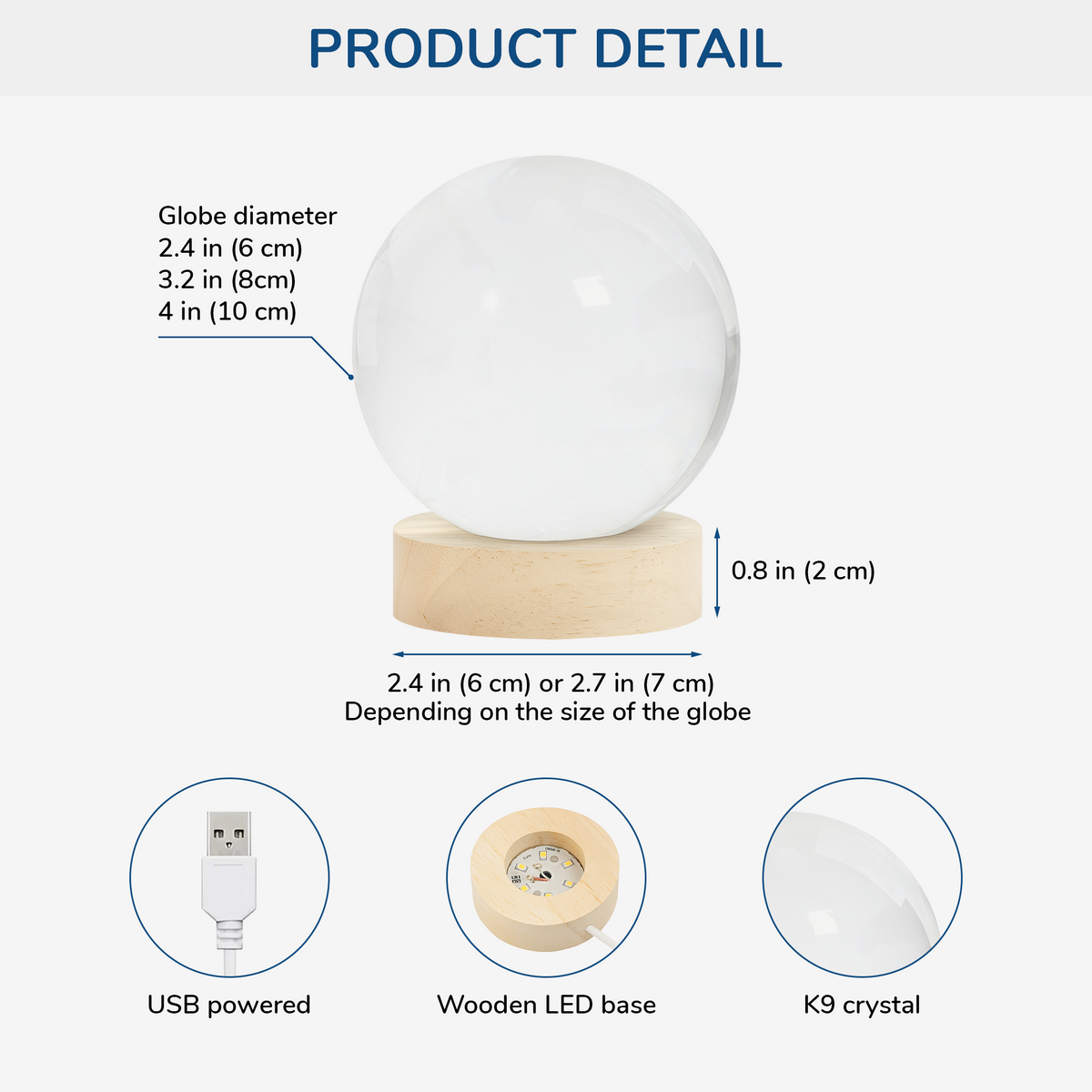 Personalized Photo Crystal Ball Lamp - Memorial Gift for Loss of Loved One