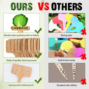 Personalized Vegetable Garden Markers - Wooden Plant Labels for Gardeners