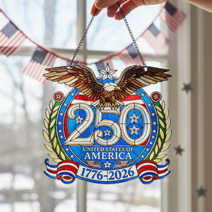 American 250th Anniversary Suncatcher — Patriotic Eagle Window Decor