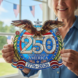 American 250th Anniversary Suncatcher — Patriotic Eagle Window Decor