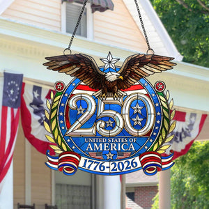 American 250th Anniversary Suncatcher — Patriotic Eagle Window Decor