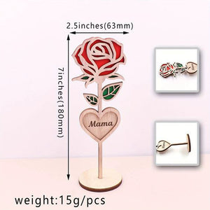 Personalized Wooden Rose desktop decor - Mother's Day Gift