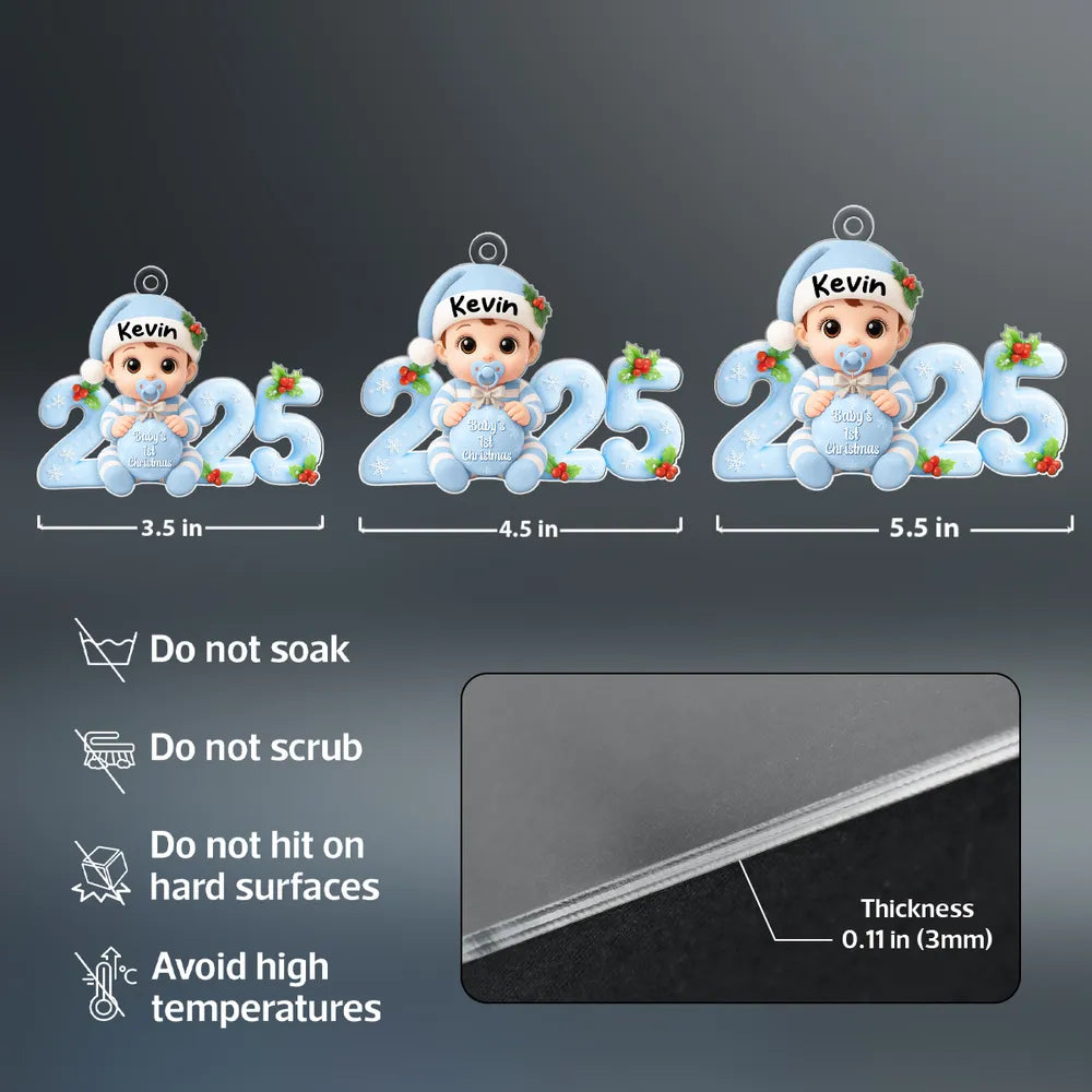 Baby’s First Christmas Ornament 2025 – Custom Name & Design Gift for Newborn